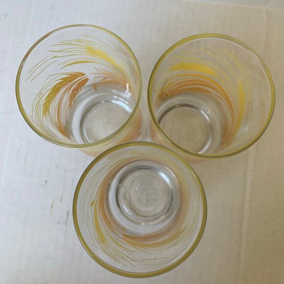 Libbey Golden Wheat Harvest 60's/70's 12 oz MCM Beverage Glasses Set of 3 - Picture 4 of 5